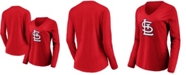 Fanatics Women's Red St. Louis Cardinals Official Logo Long Sleeve V-Neck T-shirt